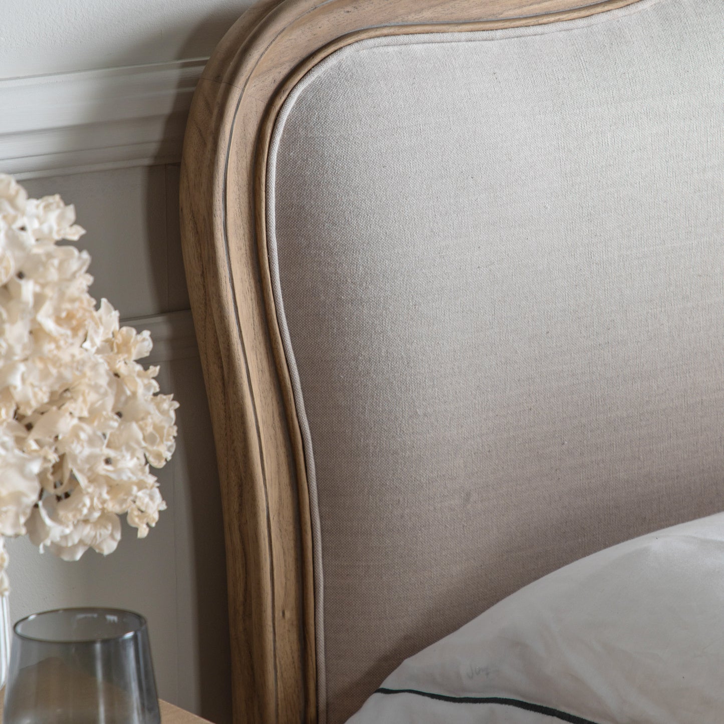 Chic Linen Upholstered Bed Weathered King