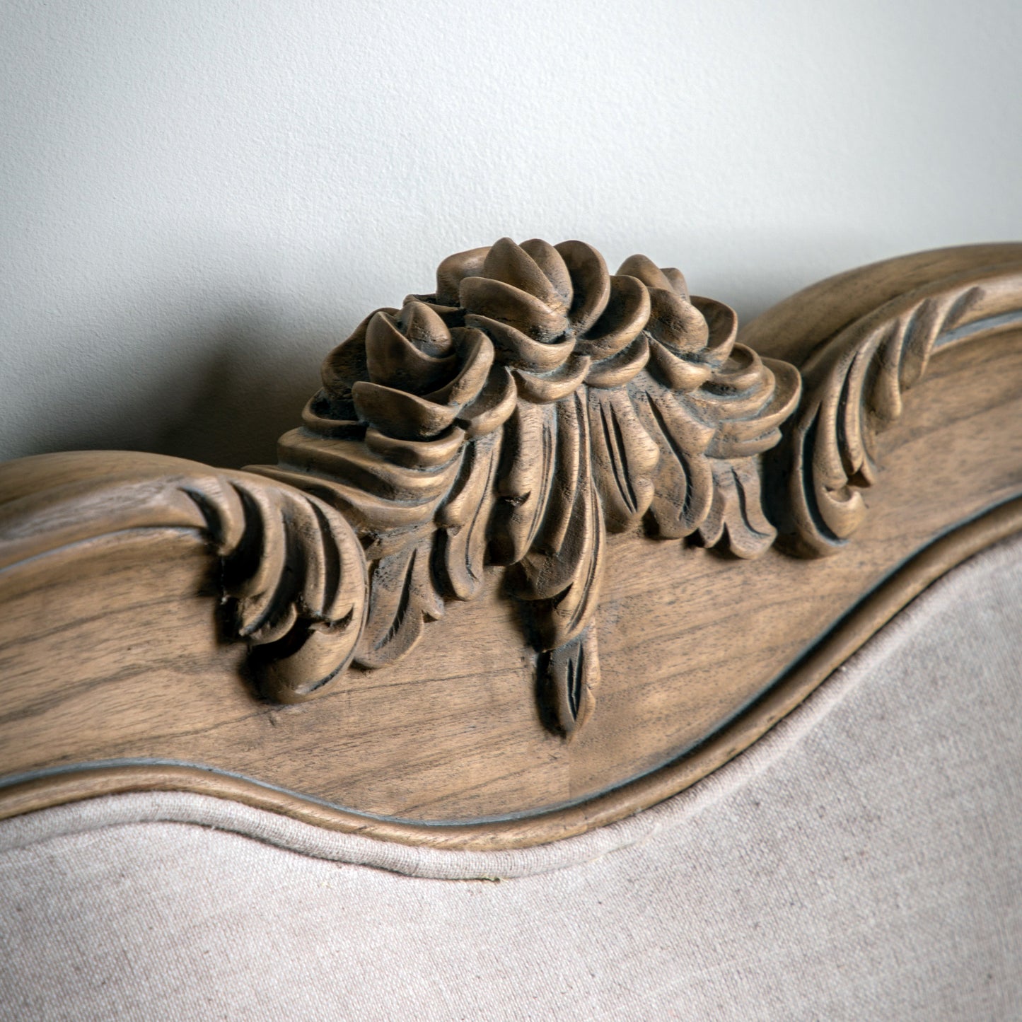 Chic Linen Upholstered Bed Weathered King