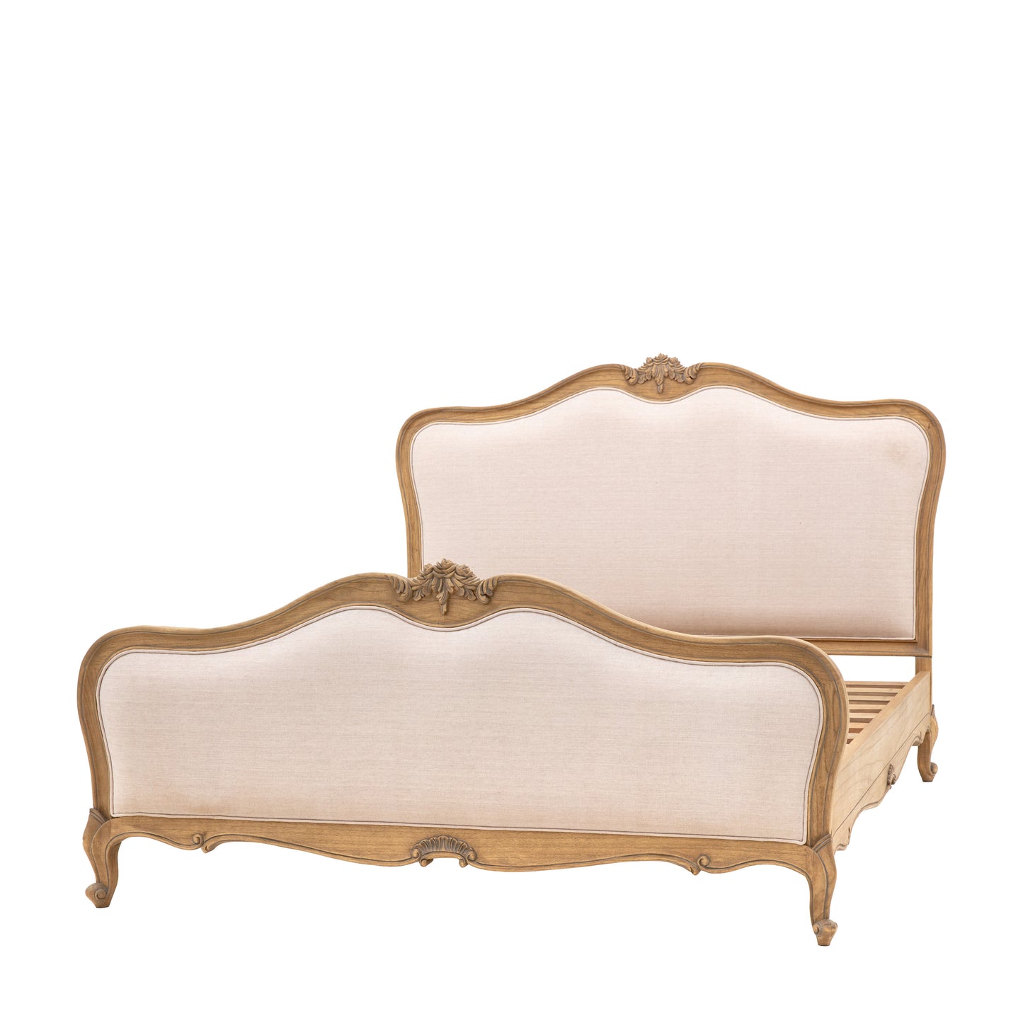 Chic Linen Upholstered Bed Weathered King