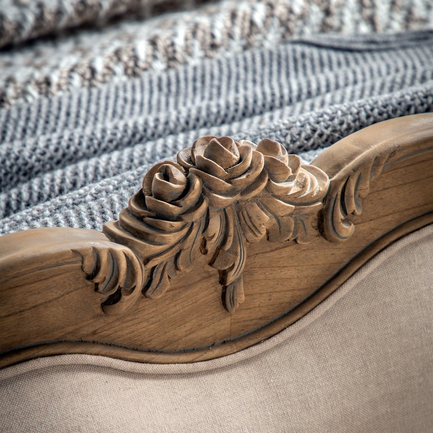 Chic Linen Upholstered Bed Weathered Super King