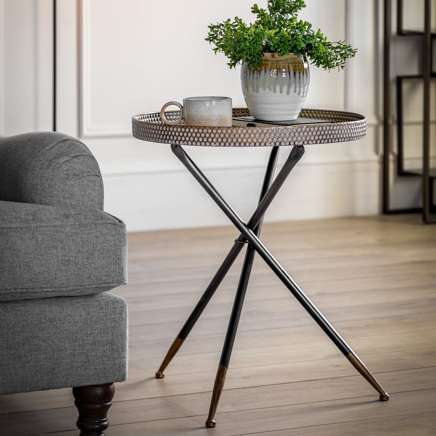 Epsom Tripod Table Distressed Duck Egg / Gold