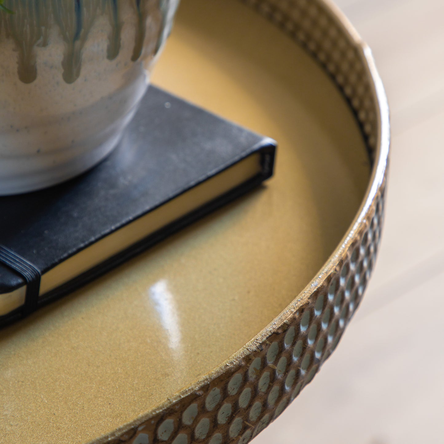 Epsom Tripod Table Distressed Duck Egg / Gold