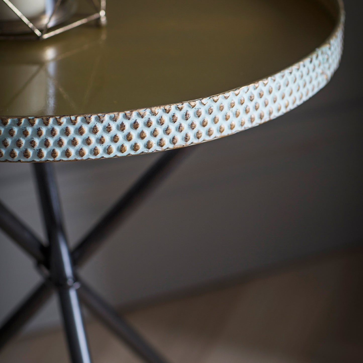 Epsom Tripod Table Distressed Duck Egg / Gold