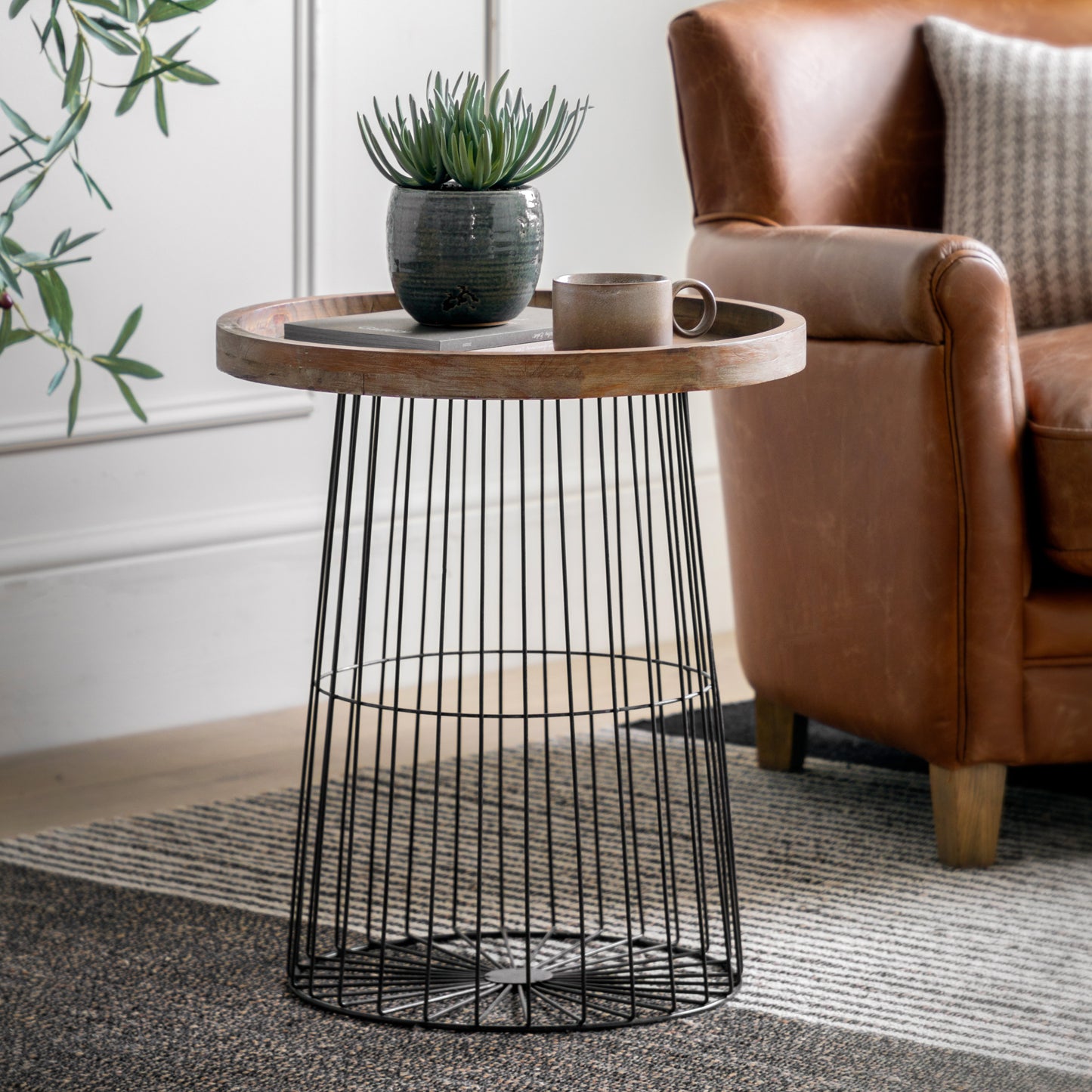 Menzies Side Table Grey / Natural