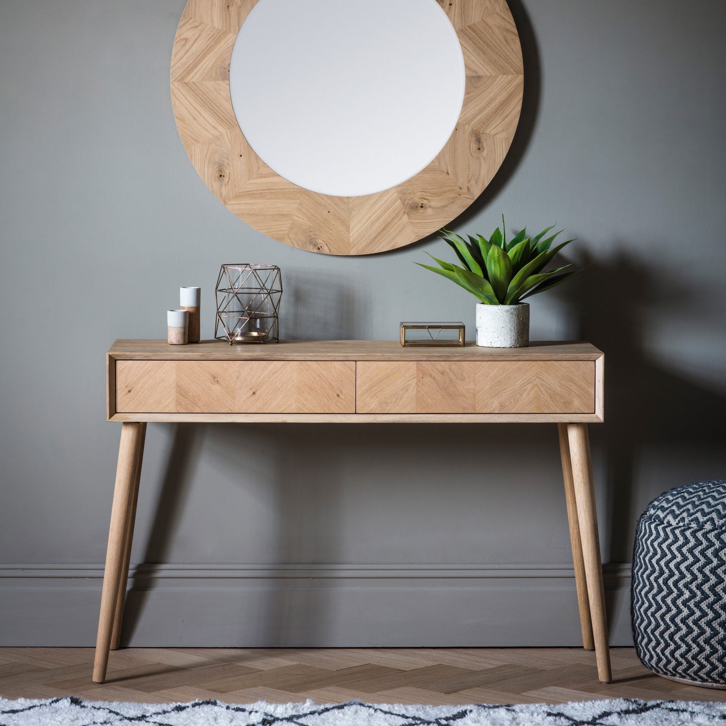 Milano 2 Drawer Console Table Oak