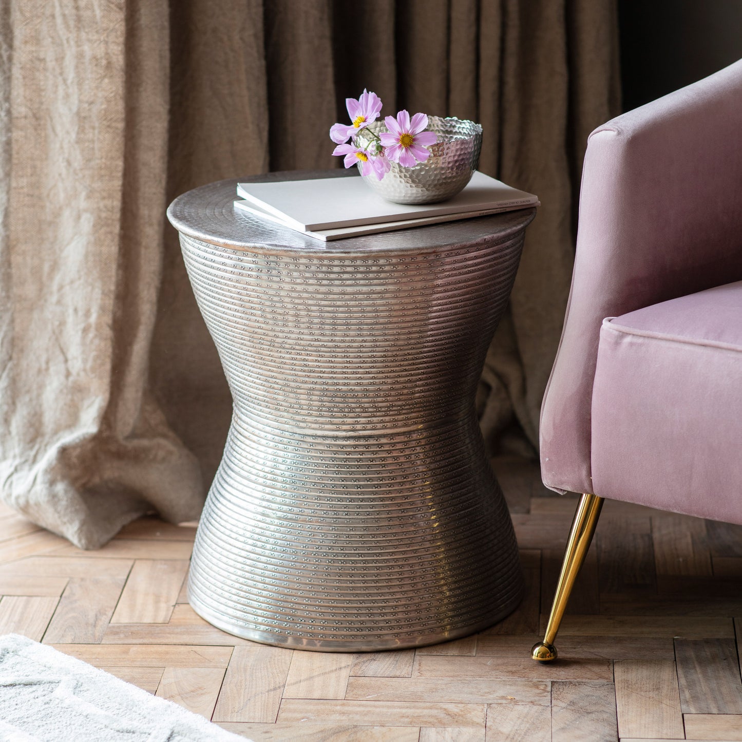 Karad Side Table Antique Silver