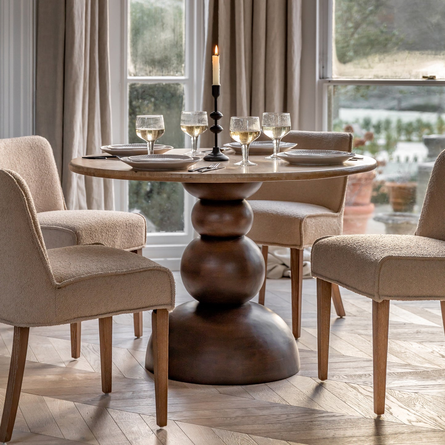 Sculpt Round Dining Table Dark Wood