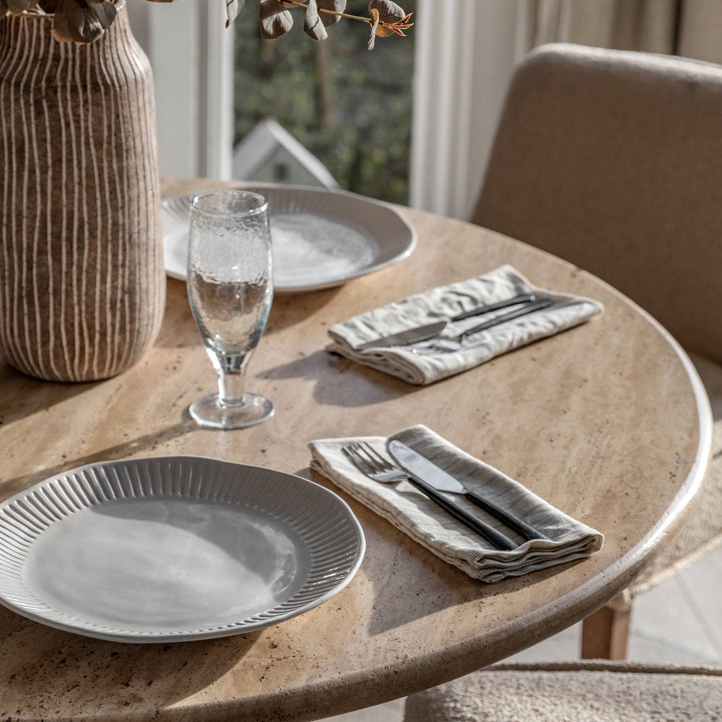 Sculpt Round Dining Table Dark Wood