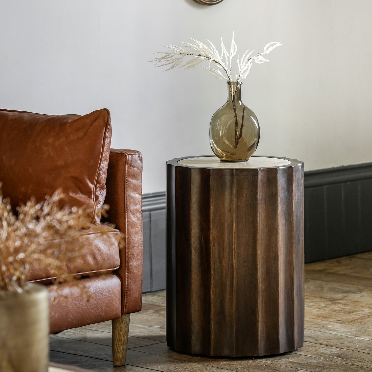Cascia Side Table Dark Wood
