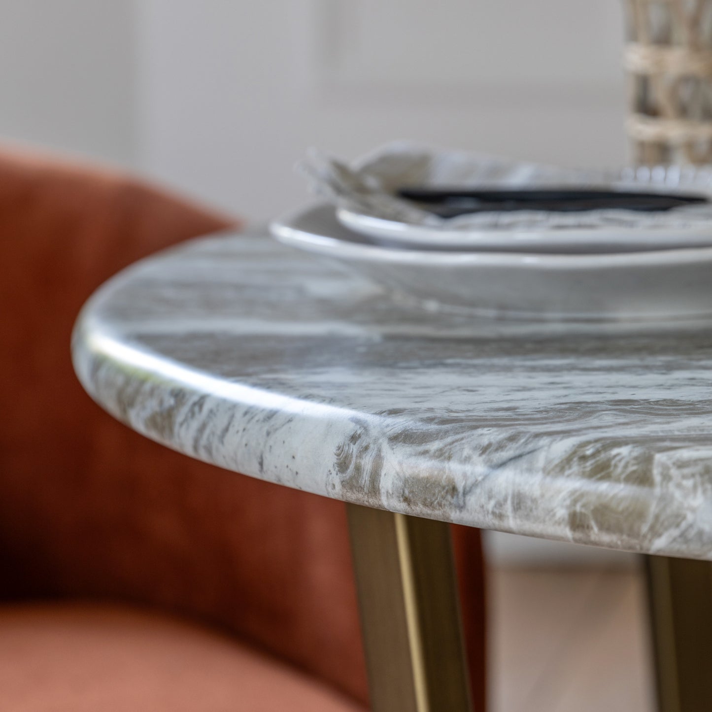 Lusso Round Dining Table Green Marble