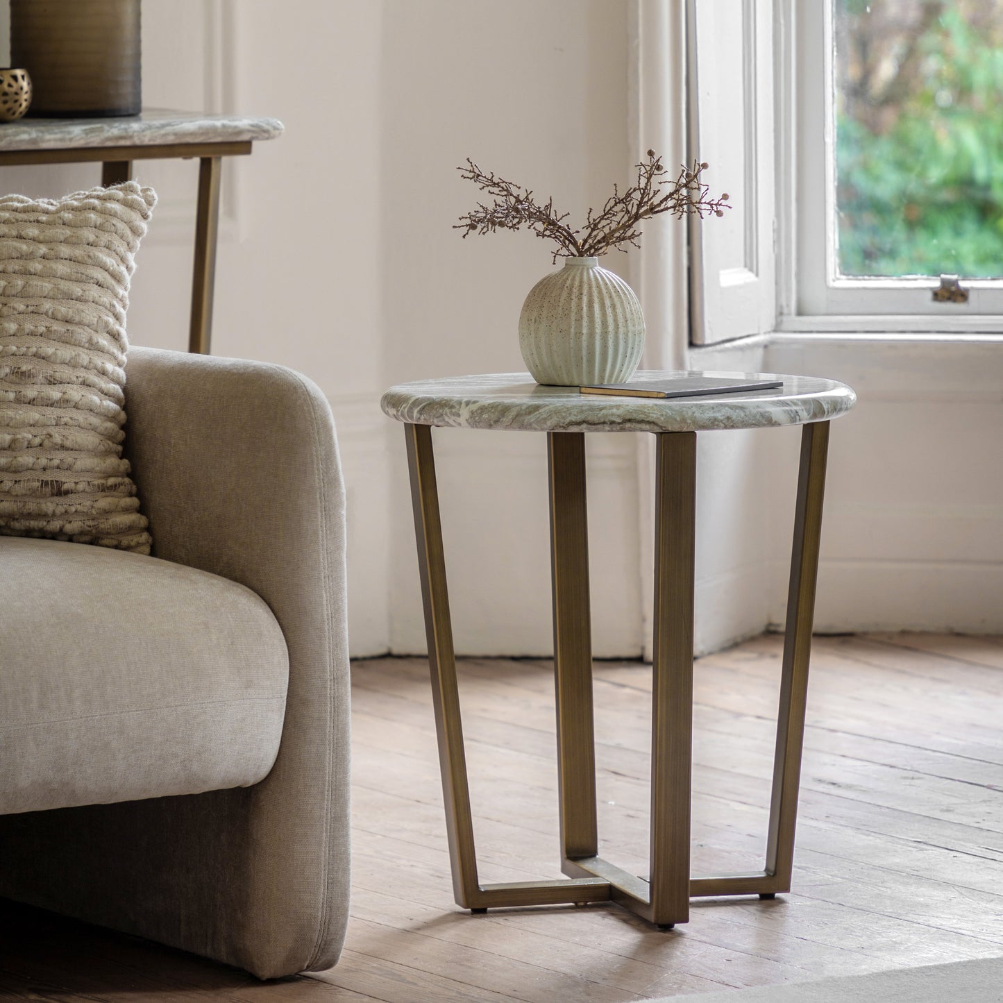 Lusso Side Table Green Marble