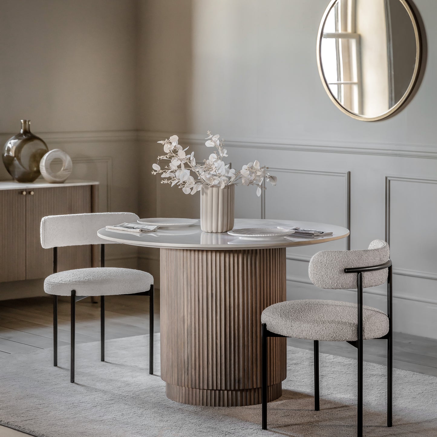 Marmo Round Dining Table Grey Wash