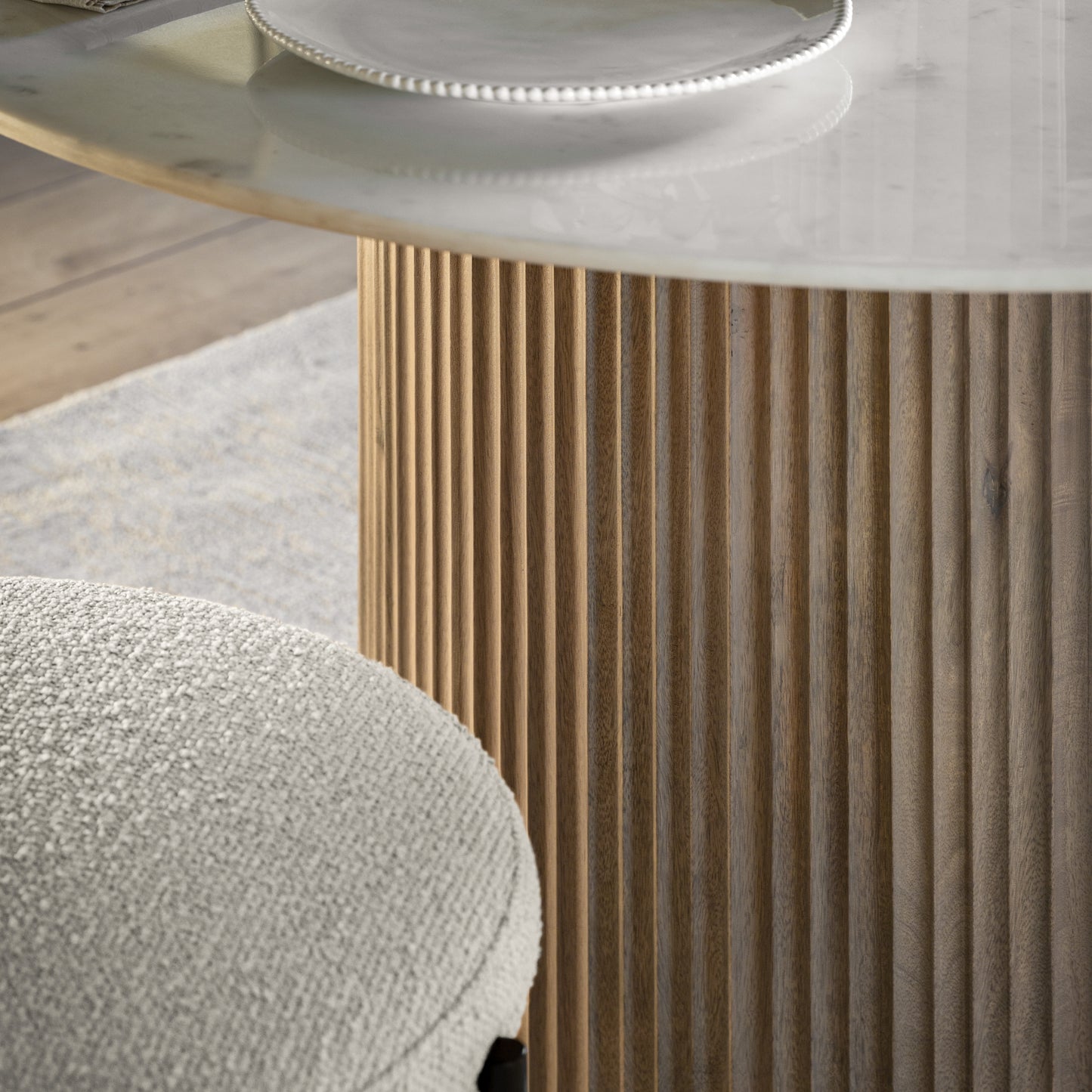 Marmo Round Dining Table Grey Wash