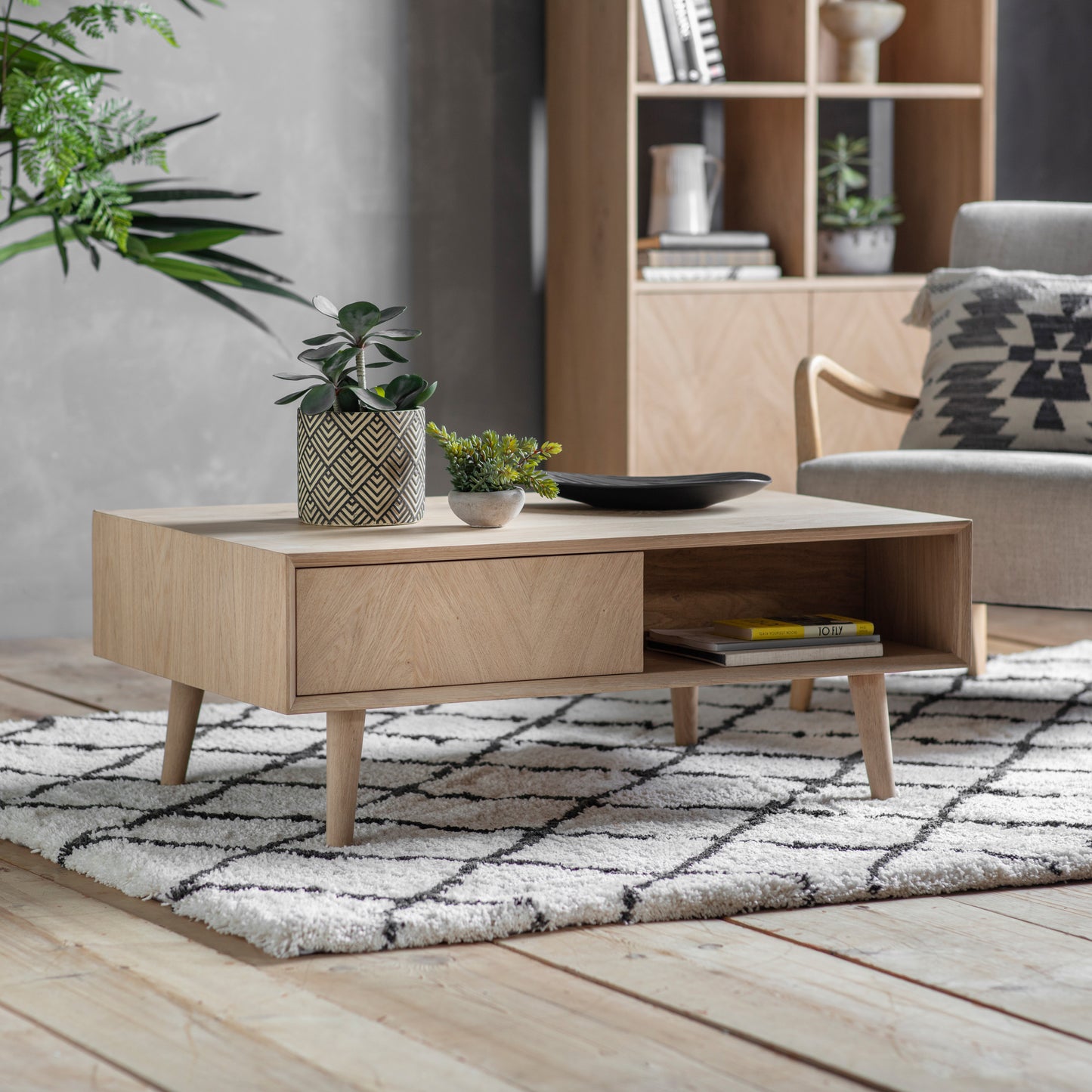 Milano 2 Drawer Coffee Table Natural