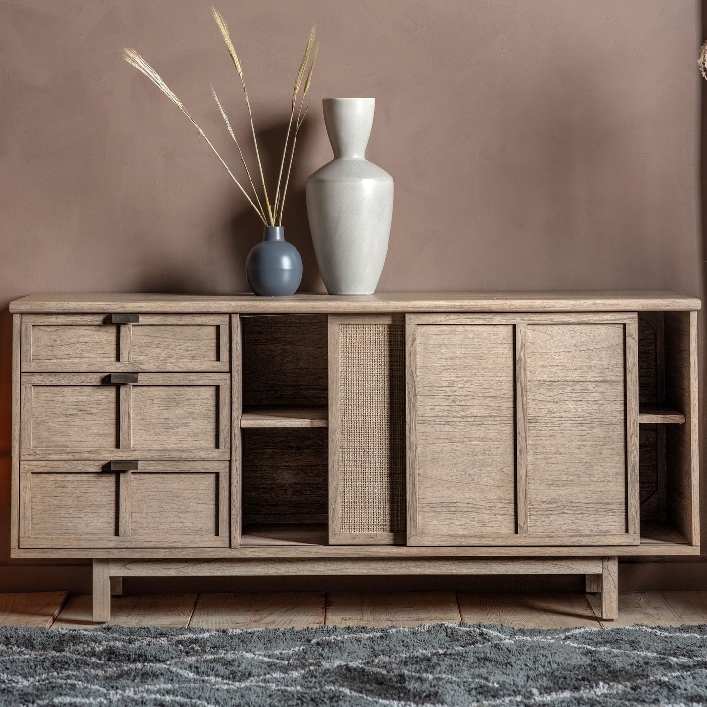 Kyoto 3 Drawer 2 Door Sideboard Natural