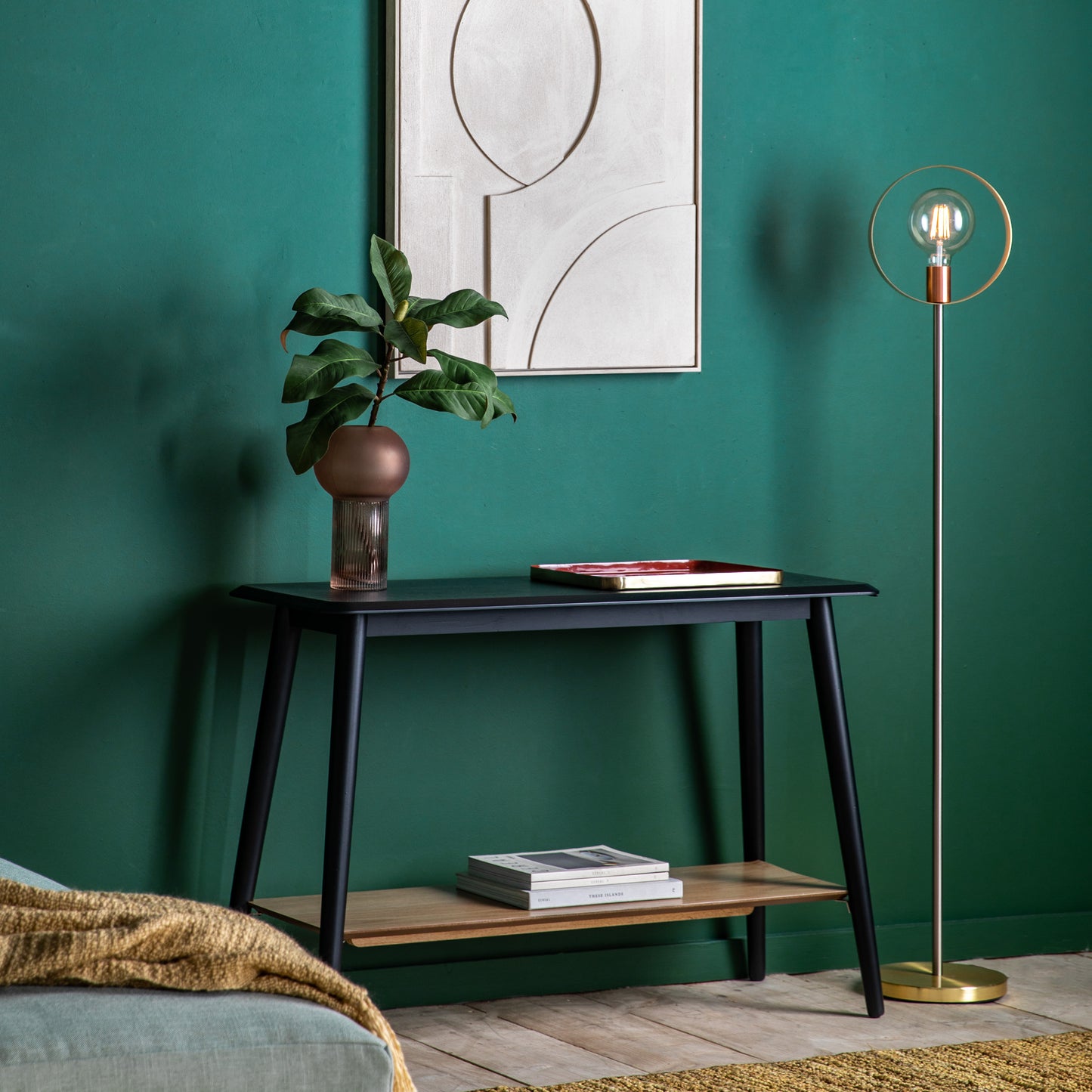 Maddox Console Table with Shelf Black