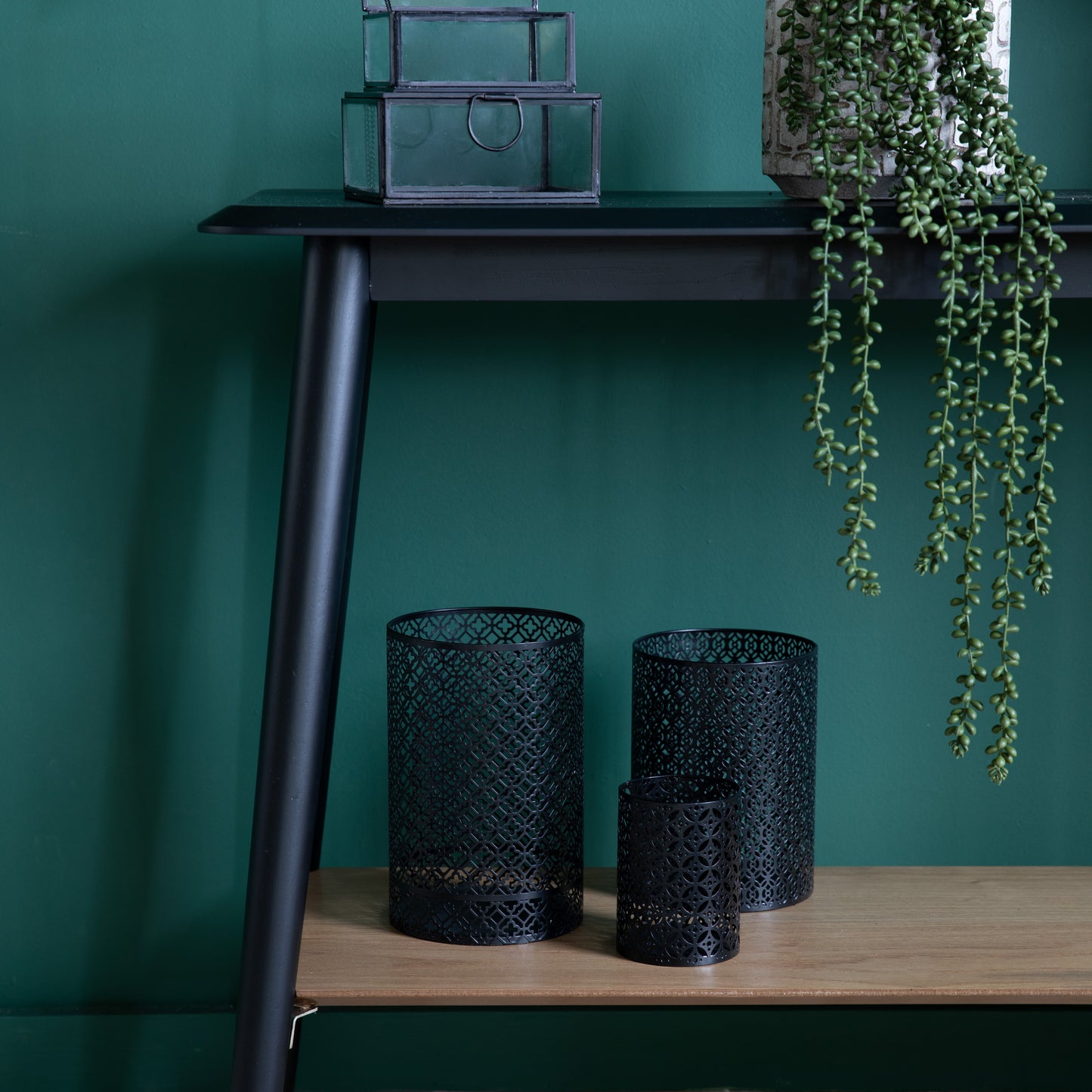 Maddox Console Table with Shelf Black