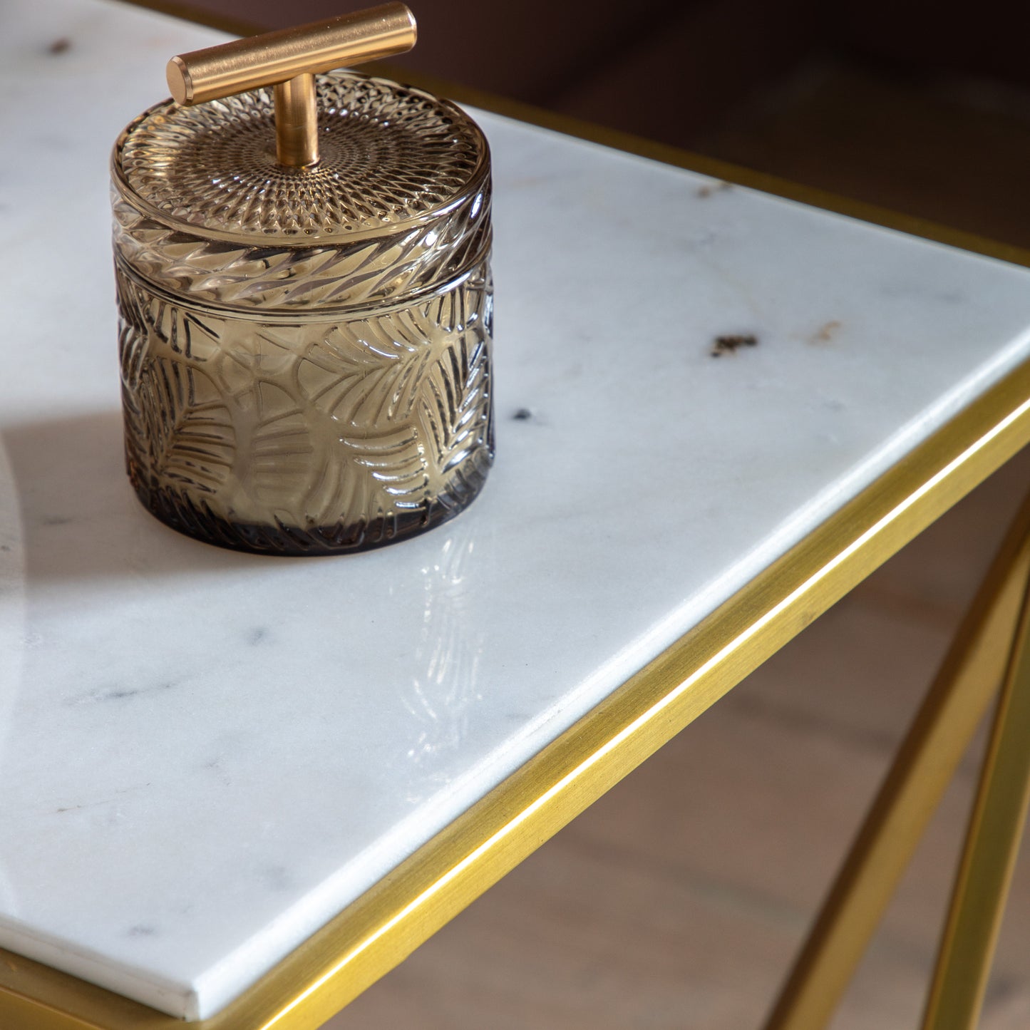 Helford Side Table Gold Gold / White