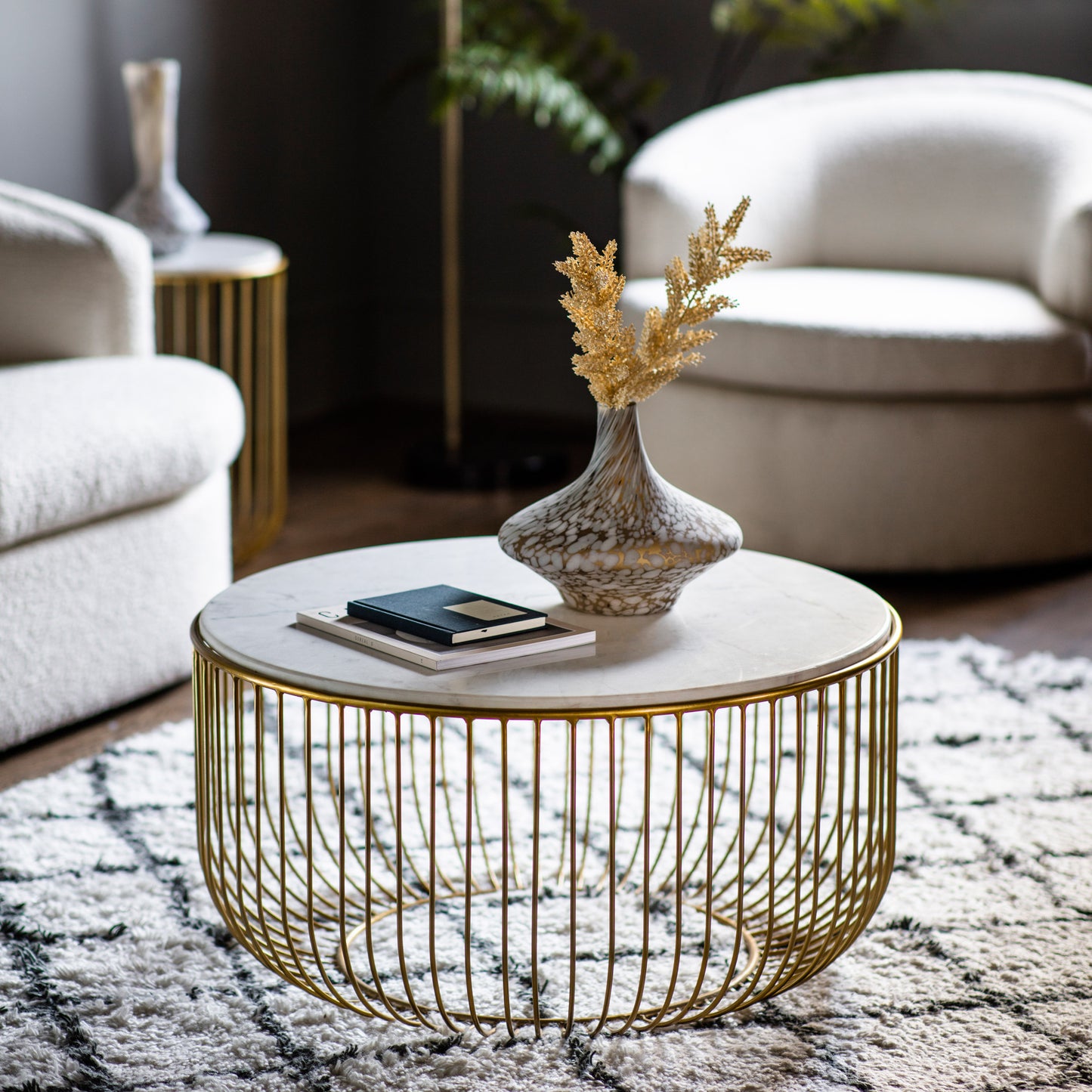 Riley Coffee Table Gold Gold / White