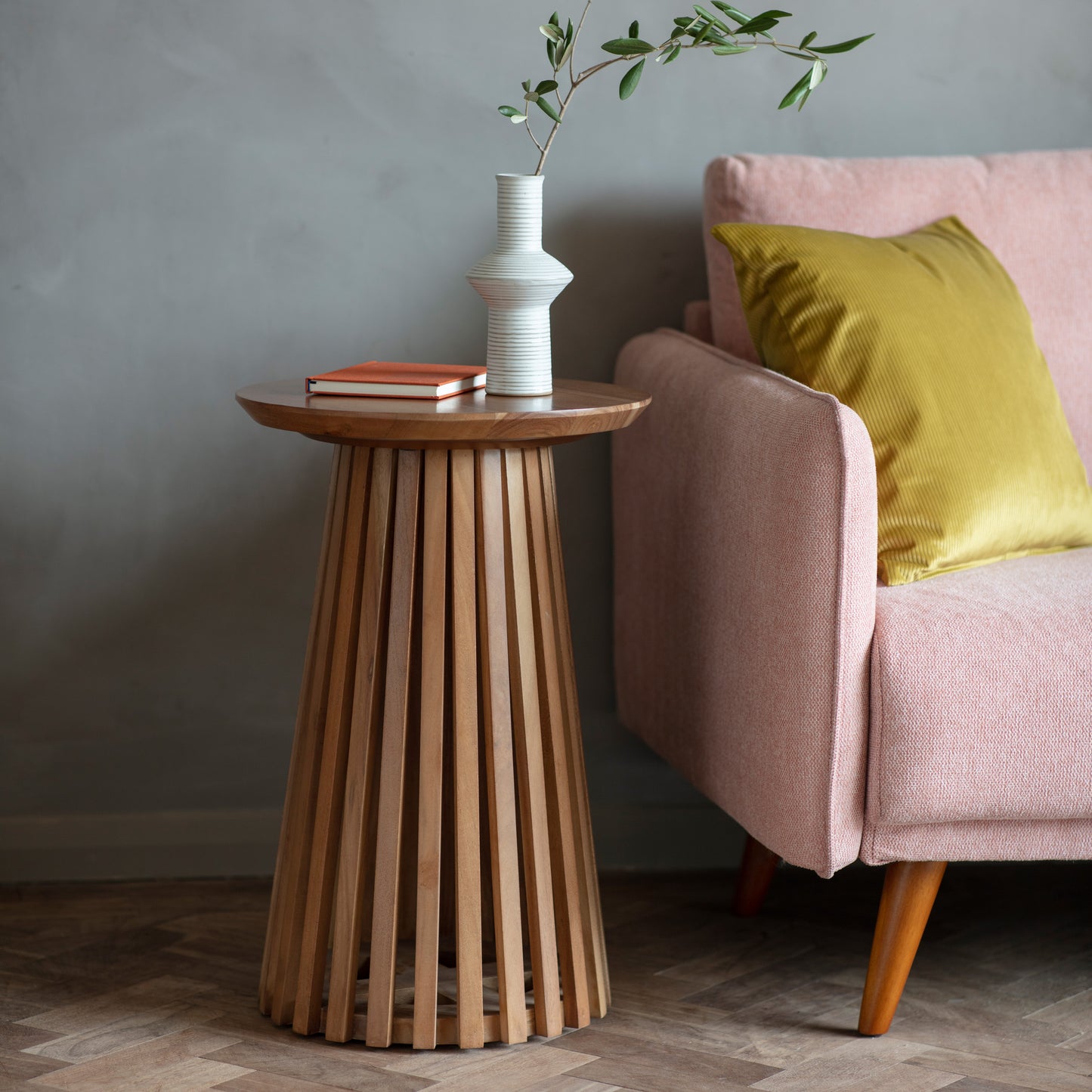 Brookland Slatted Side Table Natural