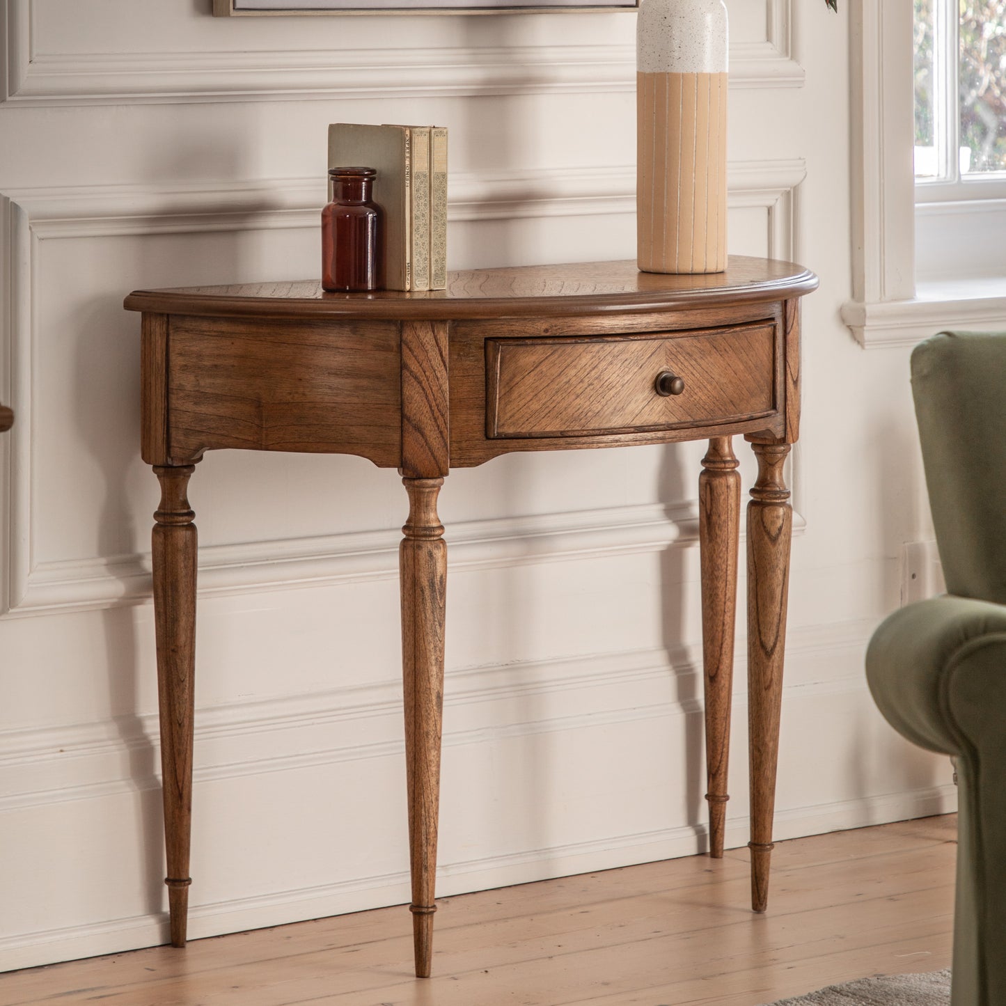 Highgrove Demi Lune Table Natural Wood