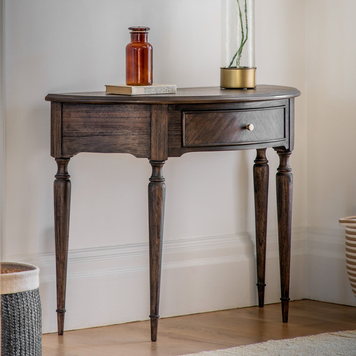 Madison Demi Lune Table Dark Wood