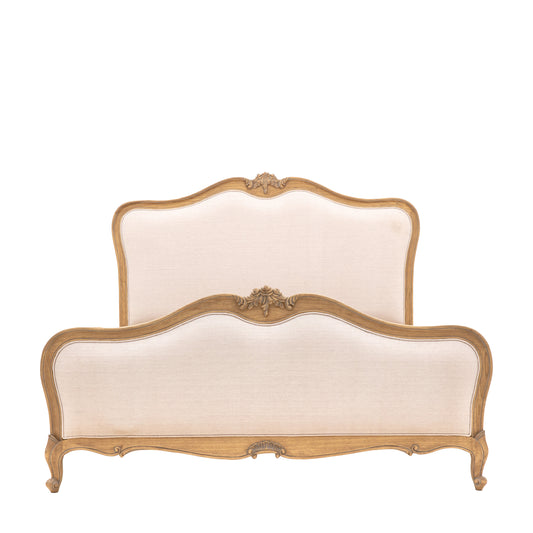 Chic Linen Upholstered Bed Weathered King