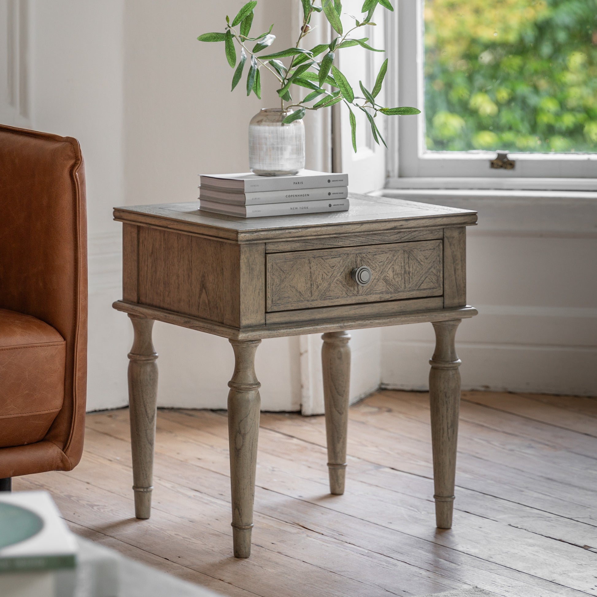 Mustique 1 Drawer Side Table Natural