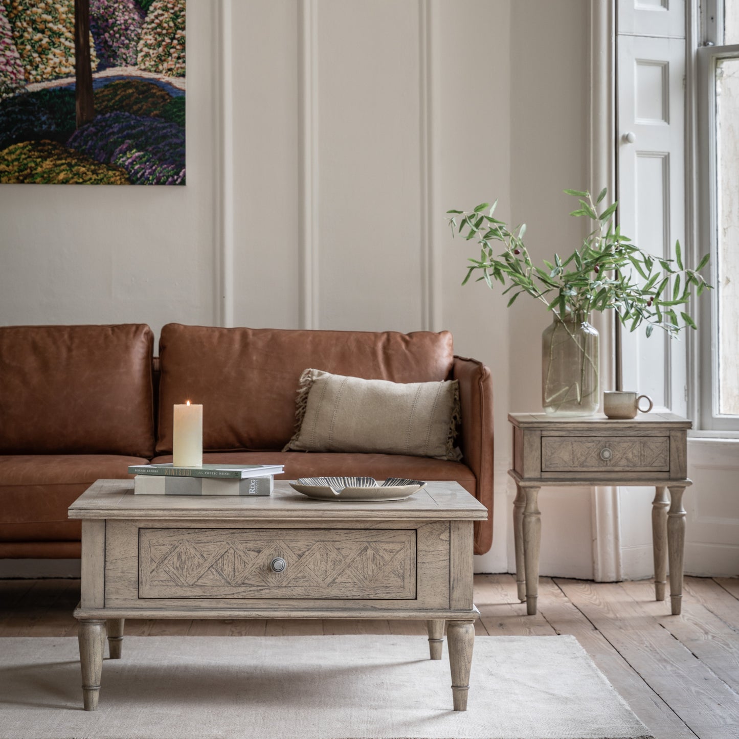 Mustique 1 Drawer Side Table Natural