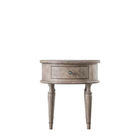 Mustique Round 1 Drawer Side Table Natural