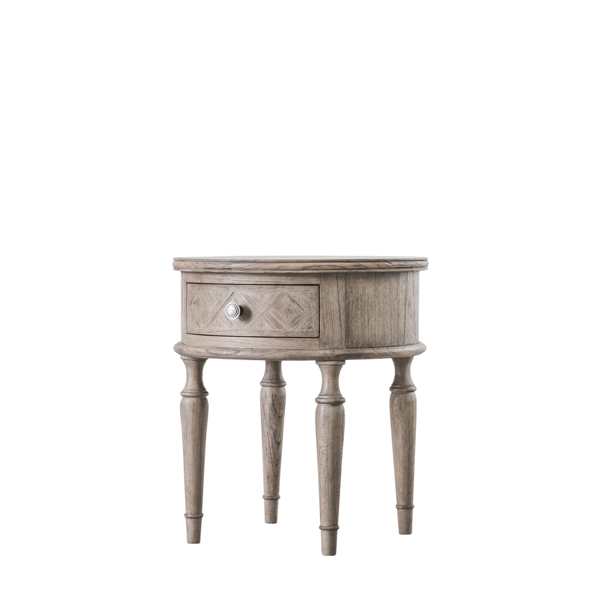 Mustique Round 1 Drawer Side Table Natural