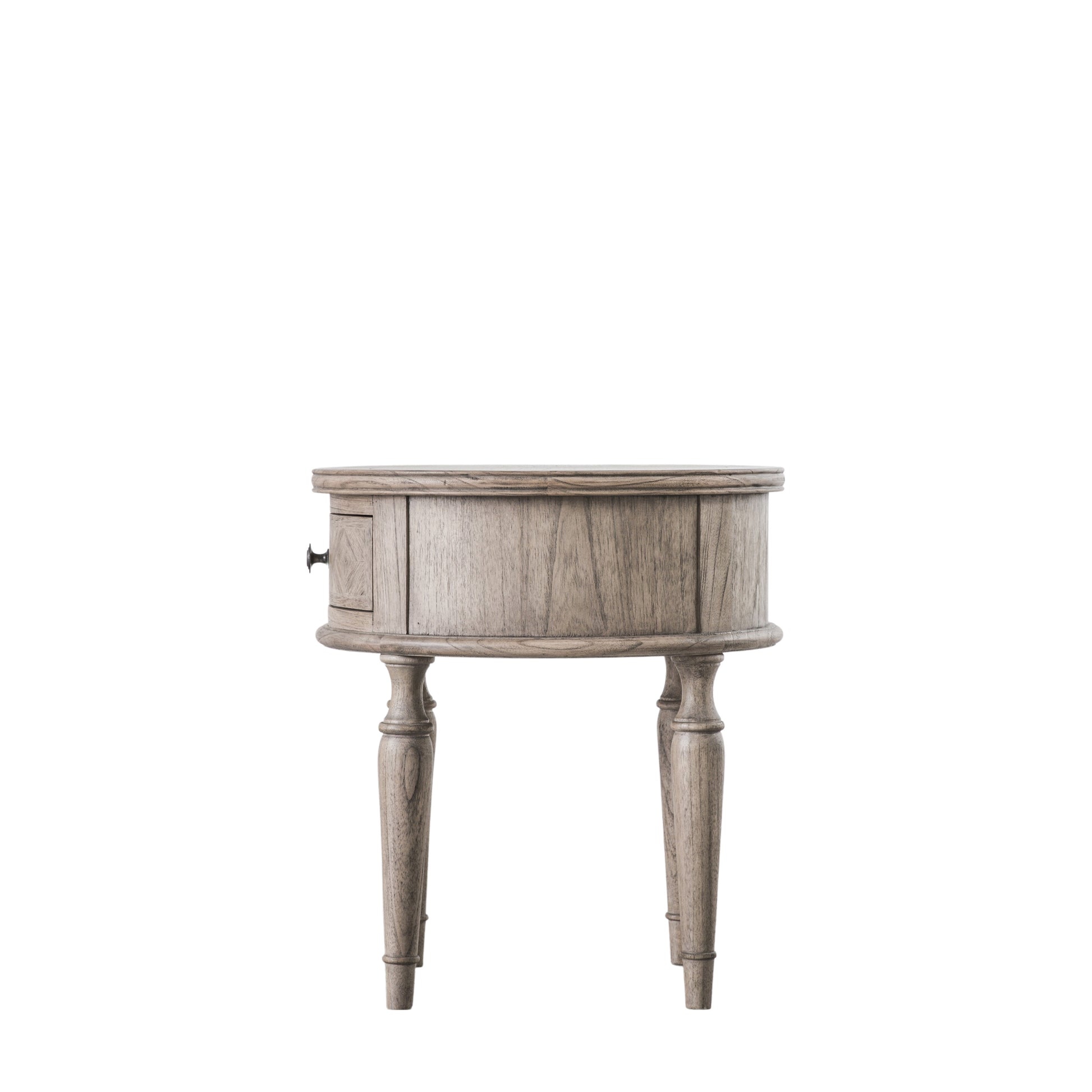Mustique Round 1 Drawer Side Table Natural