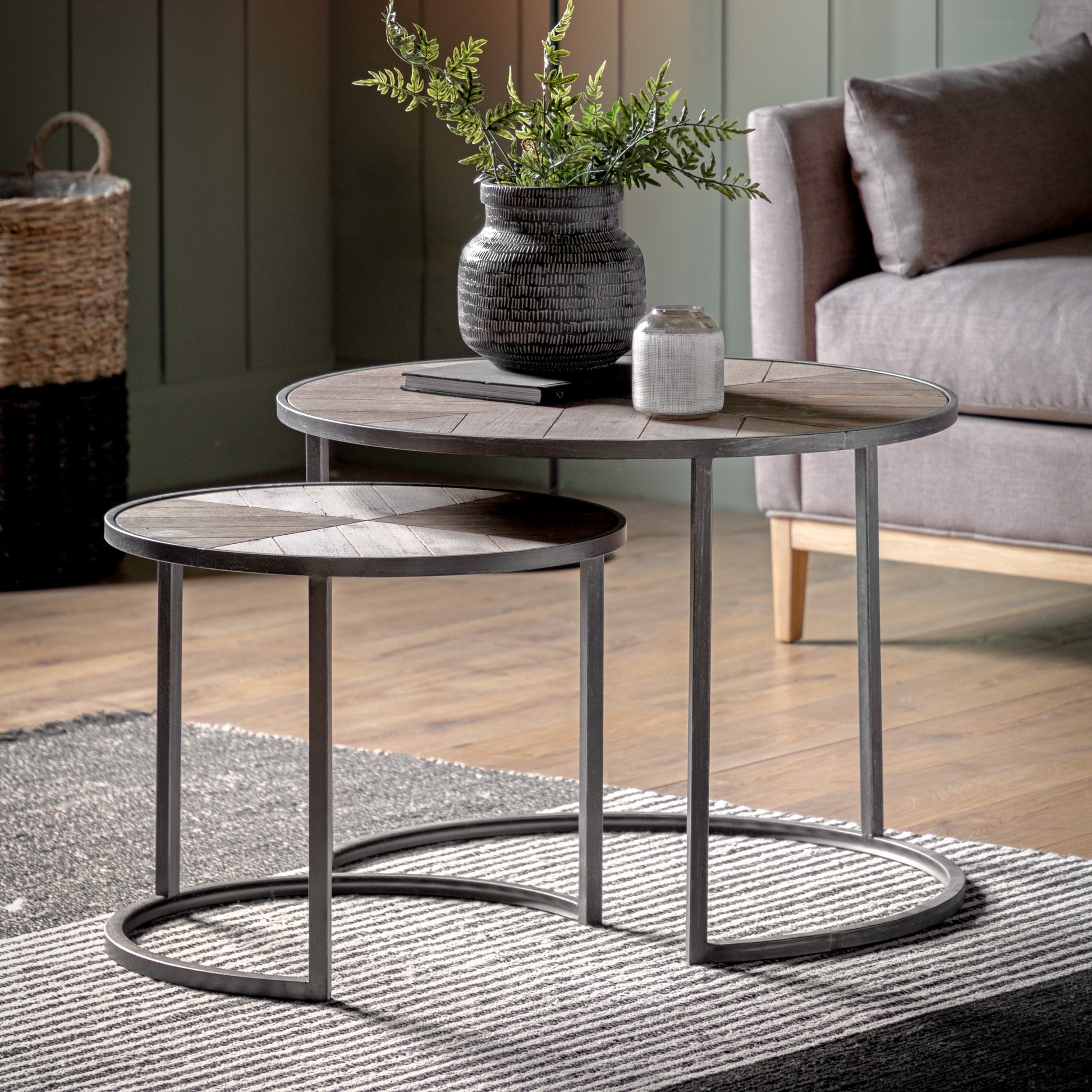 Douglas Coffee Table Nest of 2 Grey / Natural