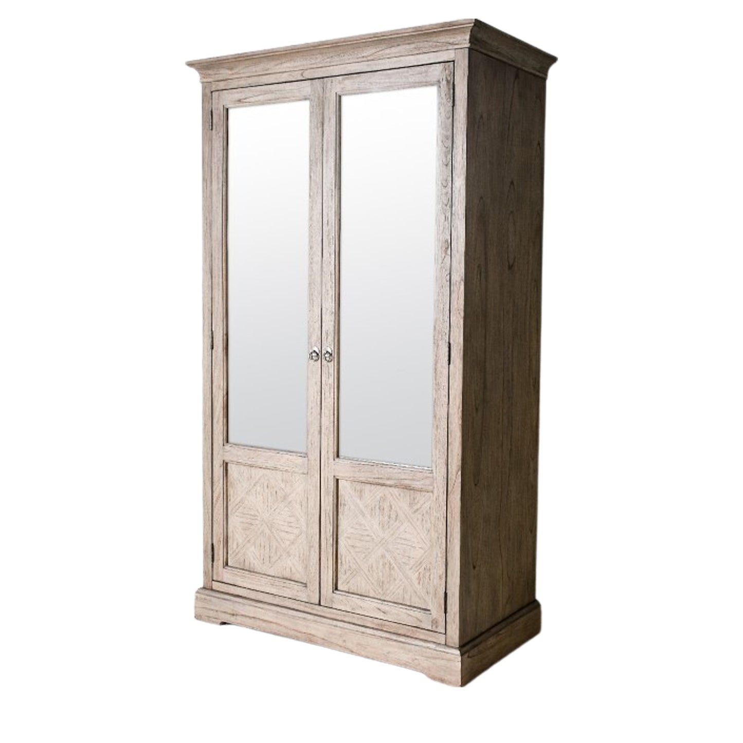 Mustique 2 Mirror Door Wardrobe Natural