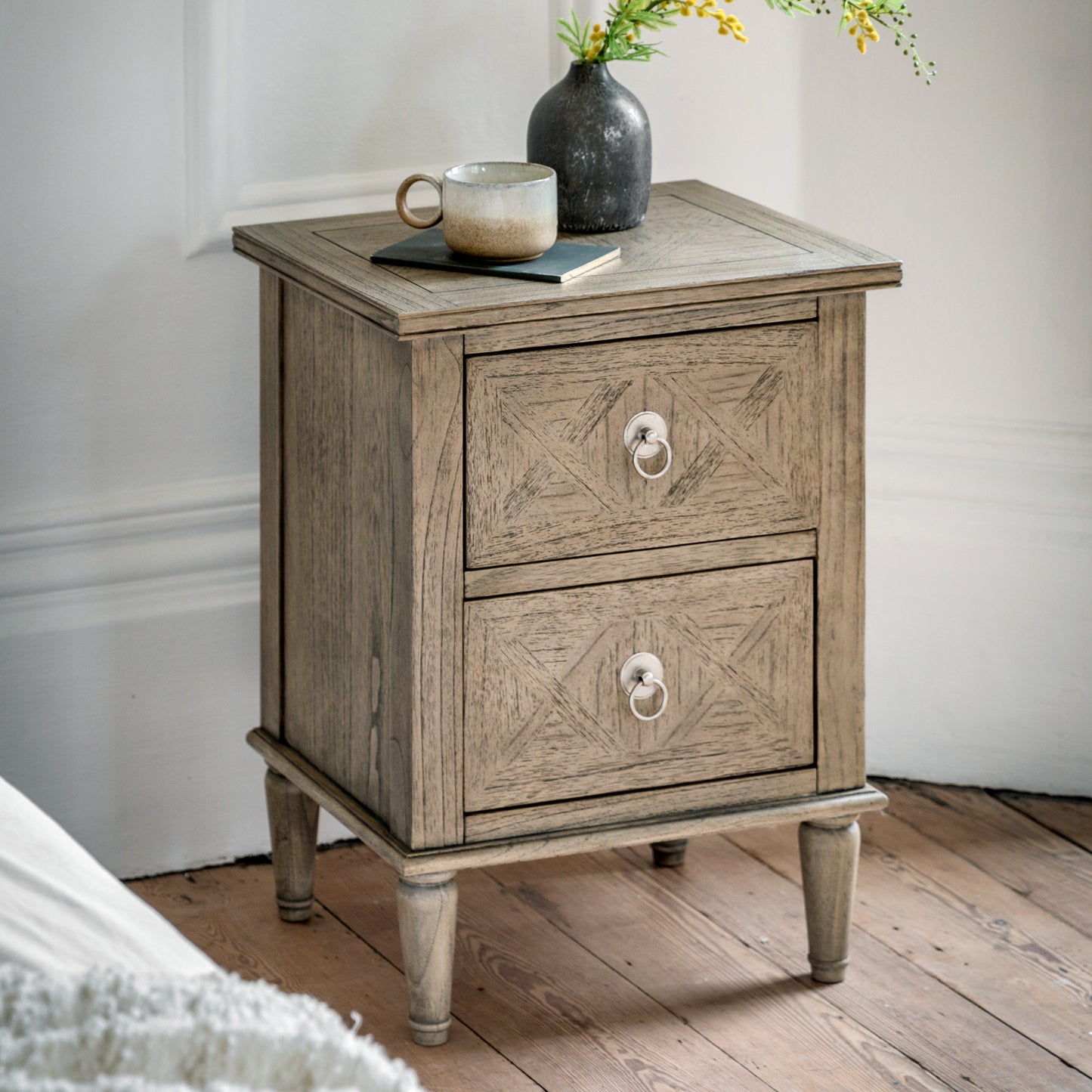 Mustique 2 Drawer Bedside Table Natural
