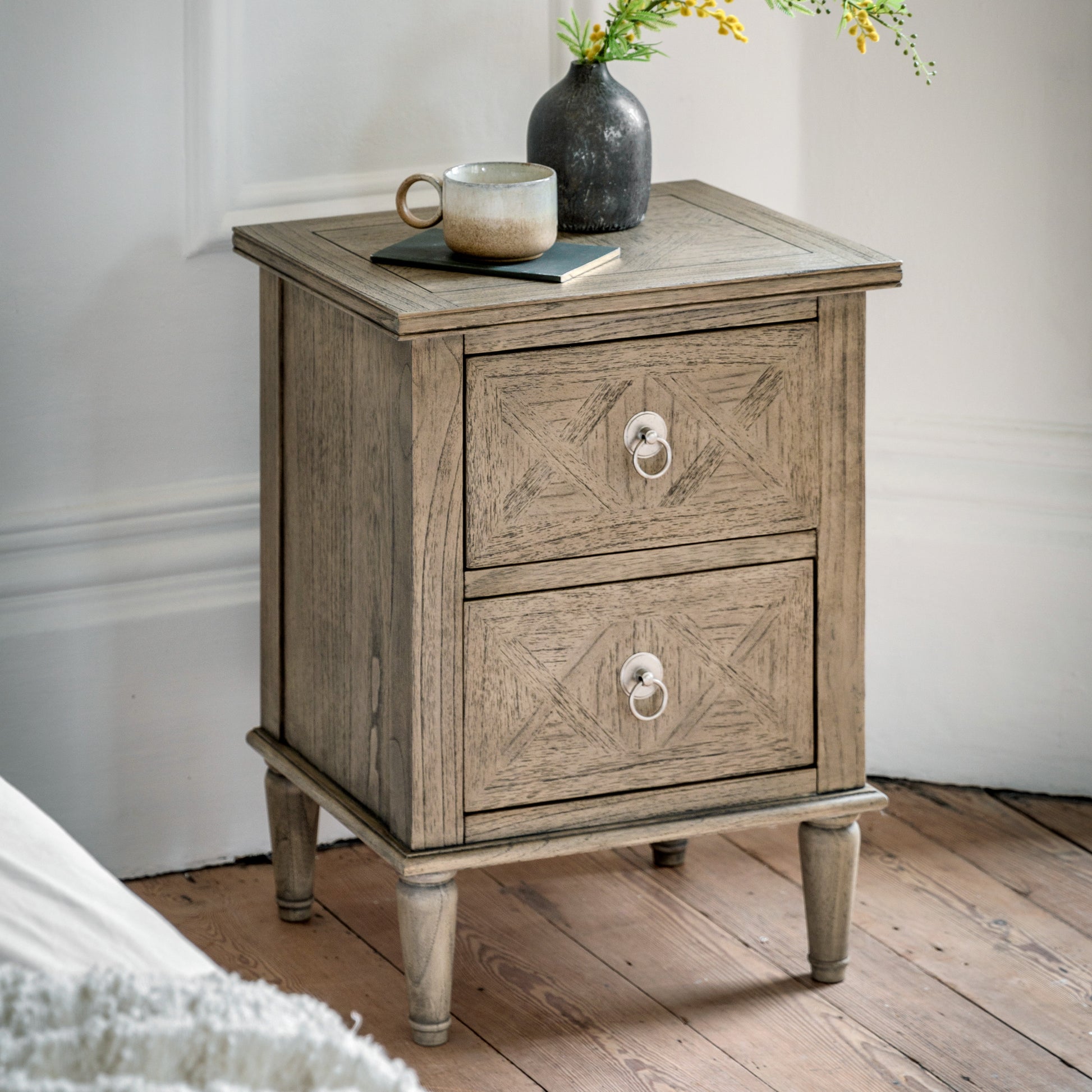 Mustique 2 Drawer Bedside Table Natural