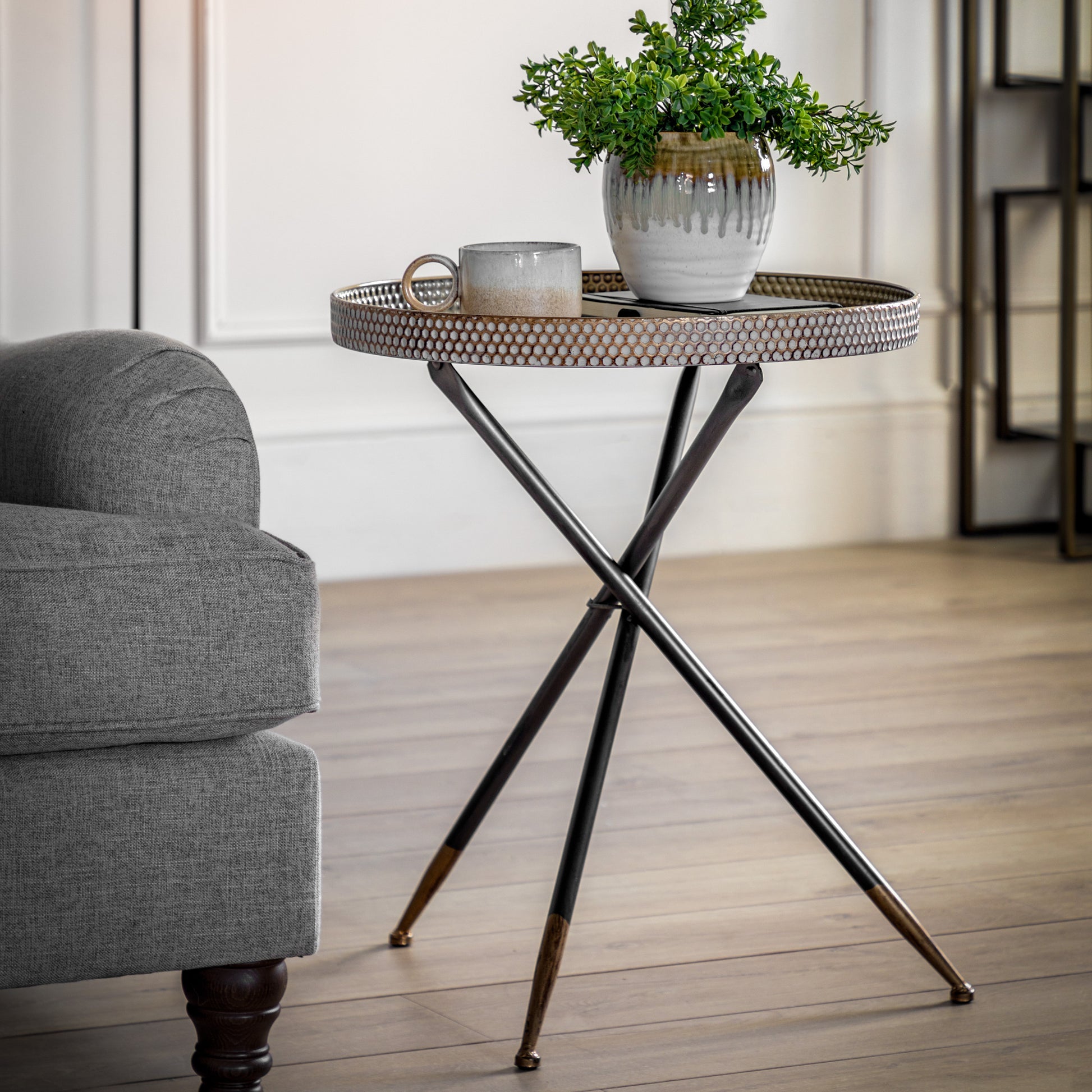 Epsom Tripod Table Distressed Duck Egg / Gold
