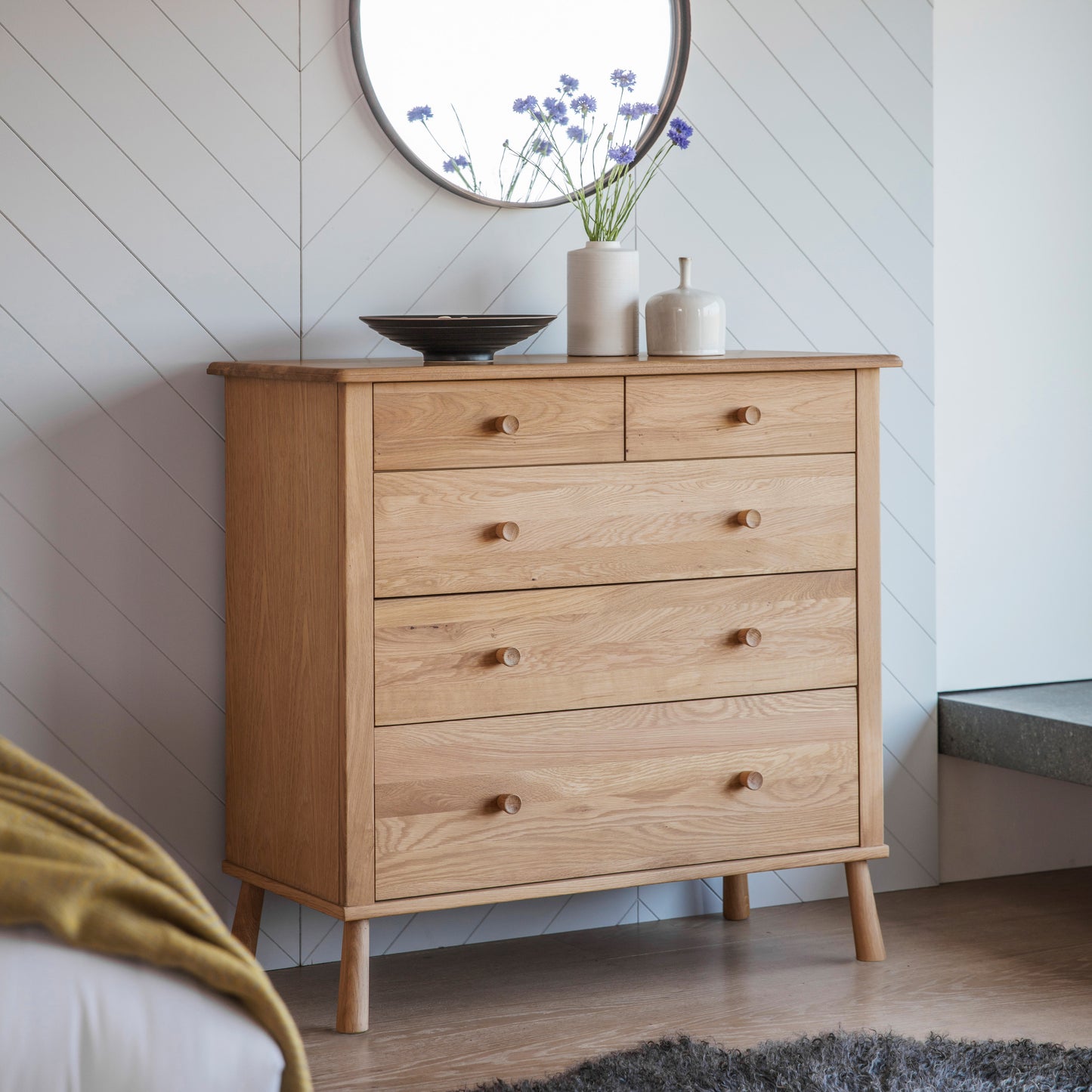 Wycombe 5 Drawer Chest Oak