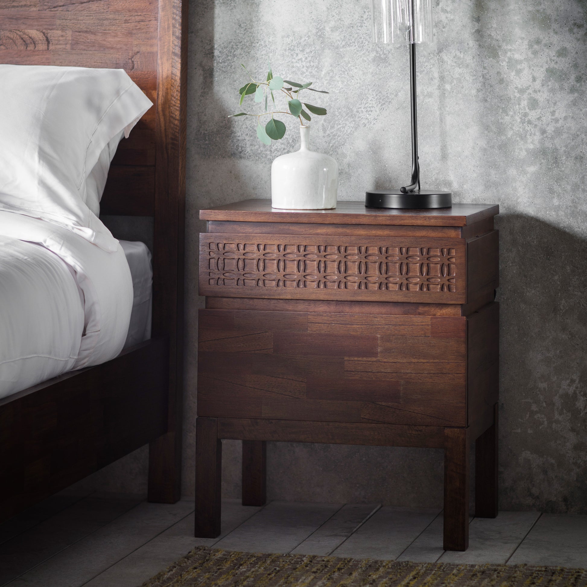 Boho Retreat Bedside 2 Drawer Chest Brown