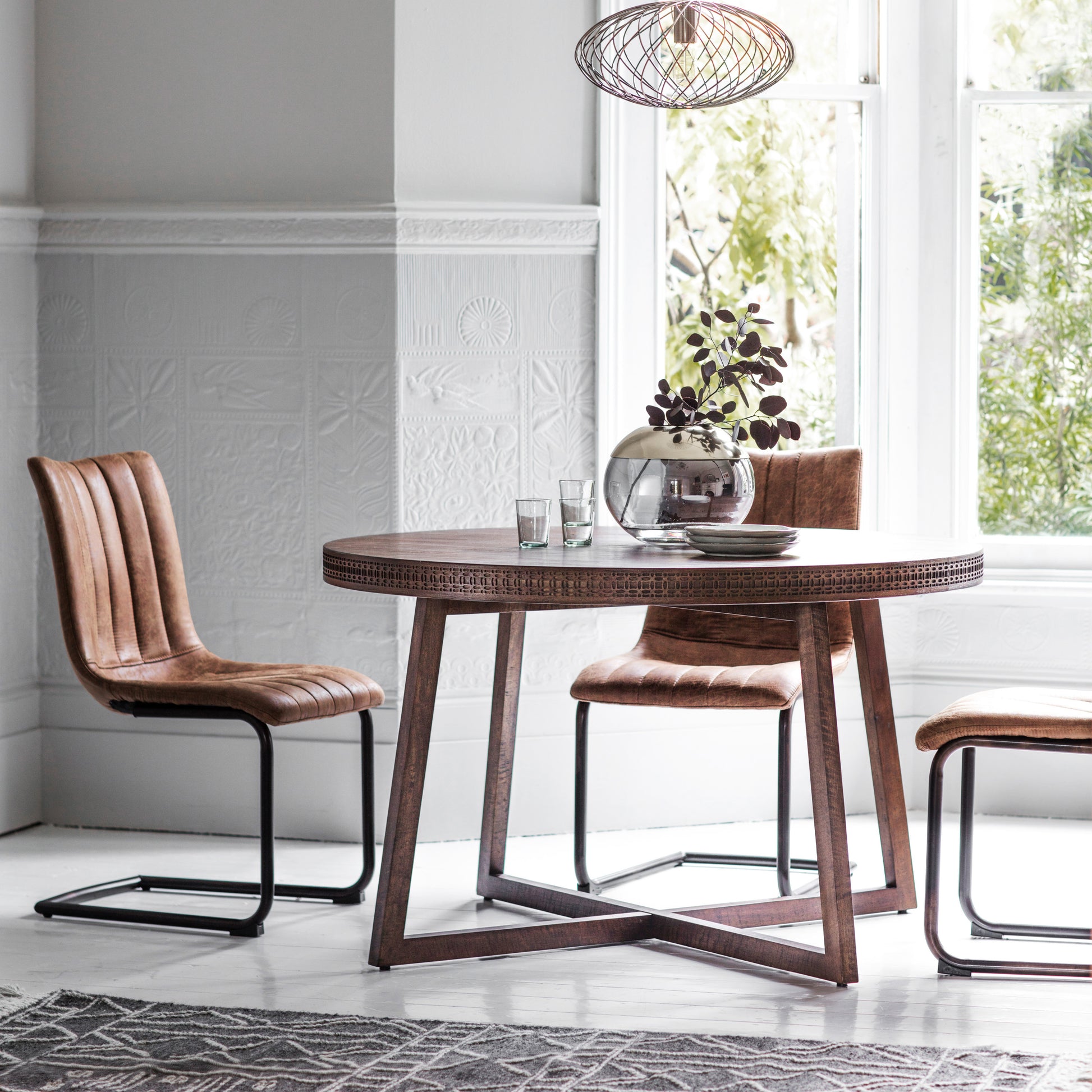 Boho Retreat Round Dining Table Brown
