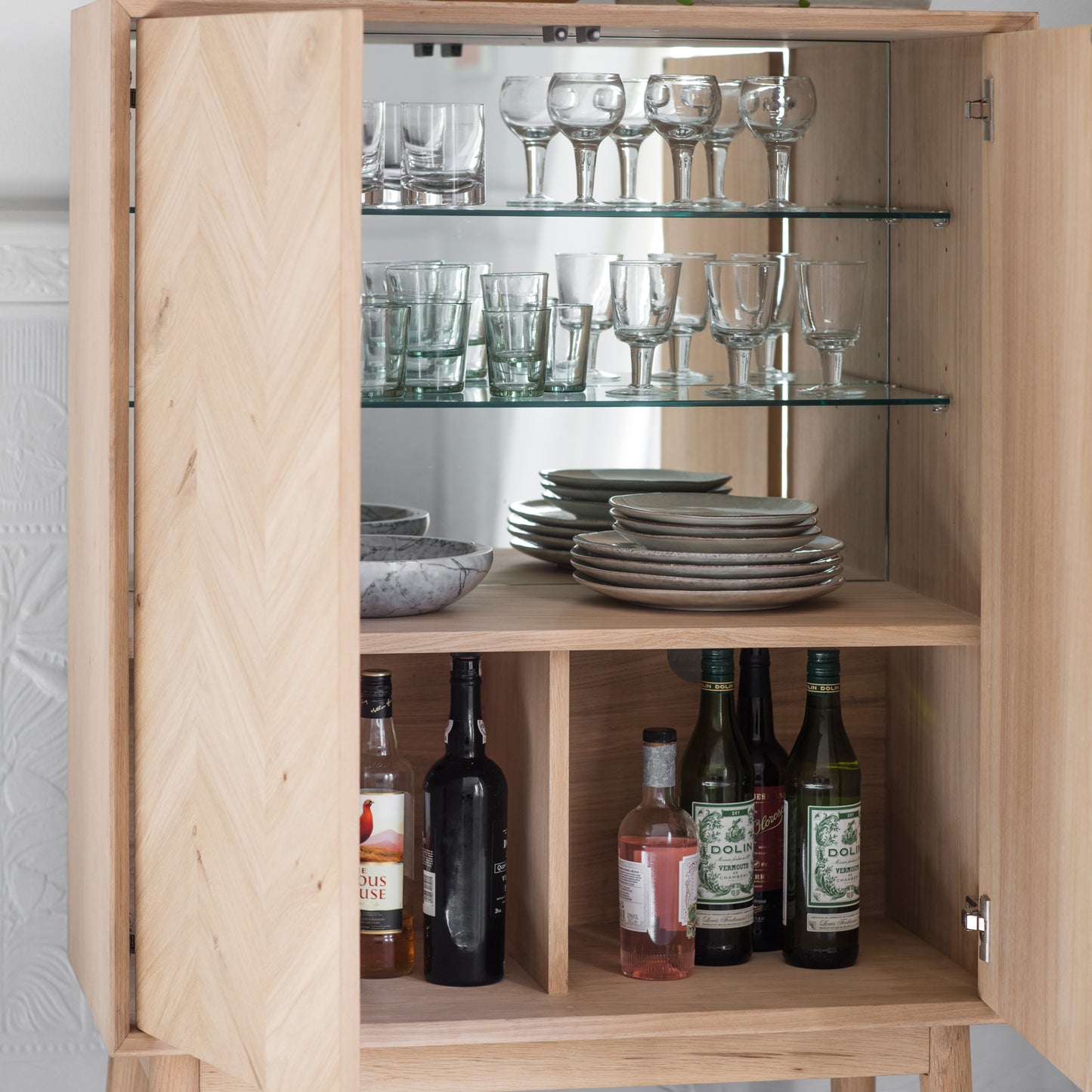 Milano 2 Door Cocktail Cabinet Oak