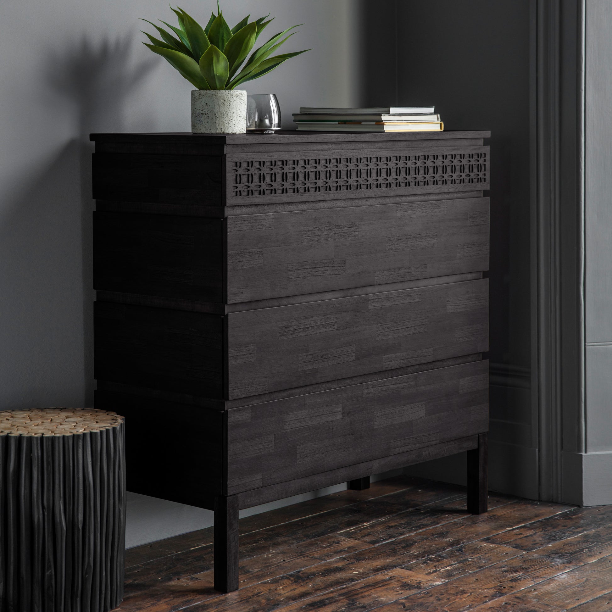 Boho Boutique 4 Drawer Chest Black