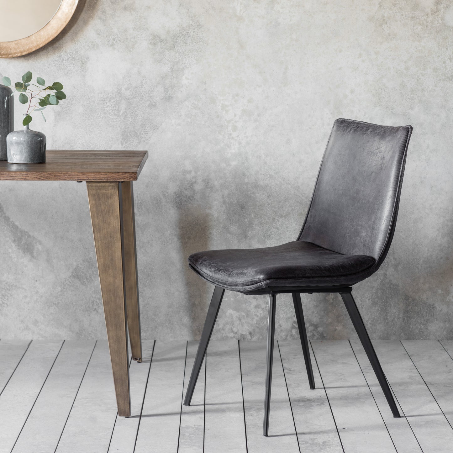 Hinks Chair Grey (2pk) Grey Leather