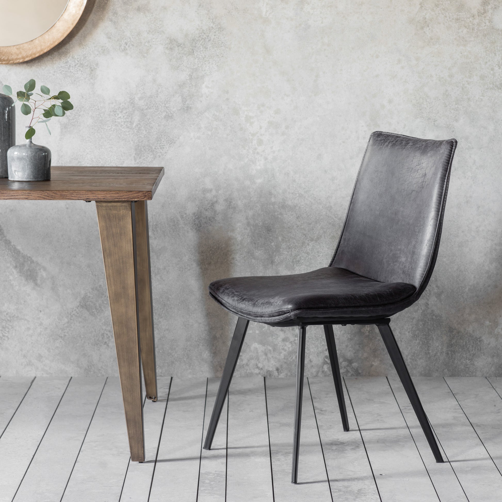 Hinks Chair Grey (2pk) Grey Leather