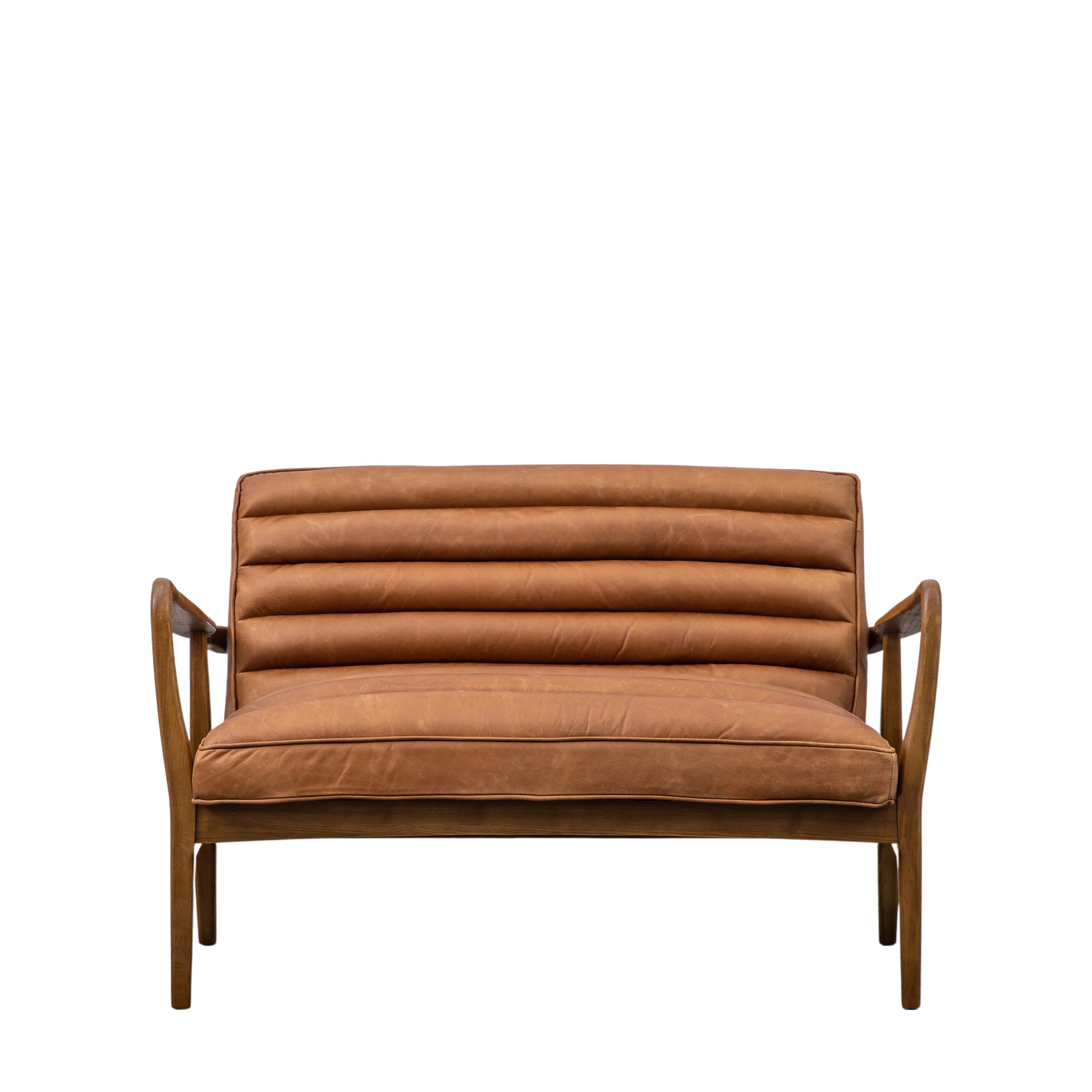 Datsun 2 Seater Sofa Vintage Brown Leather