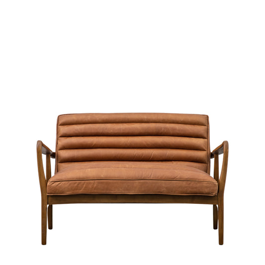 Datsun 2 Seater Sofa Vintage Brown Leather