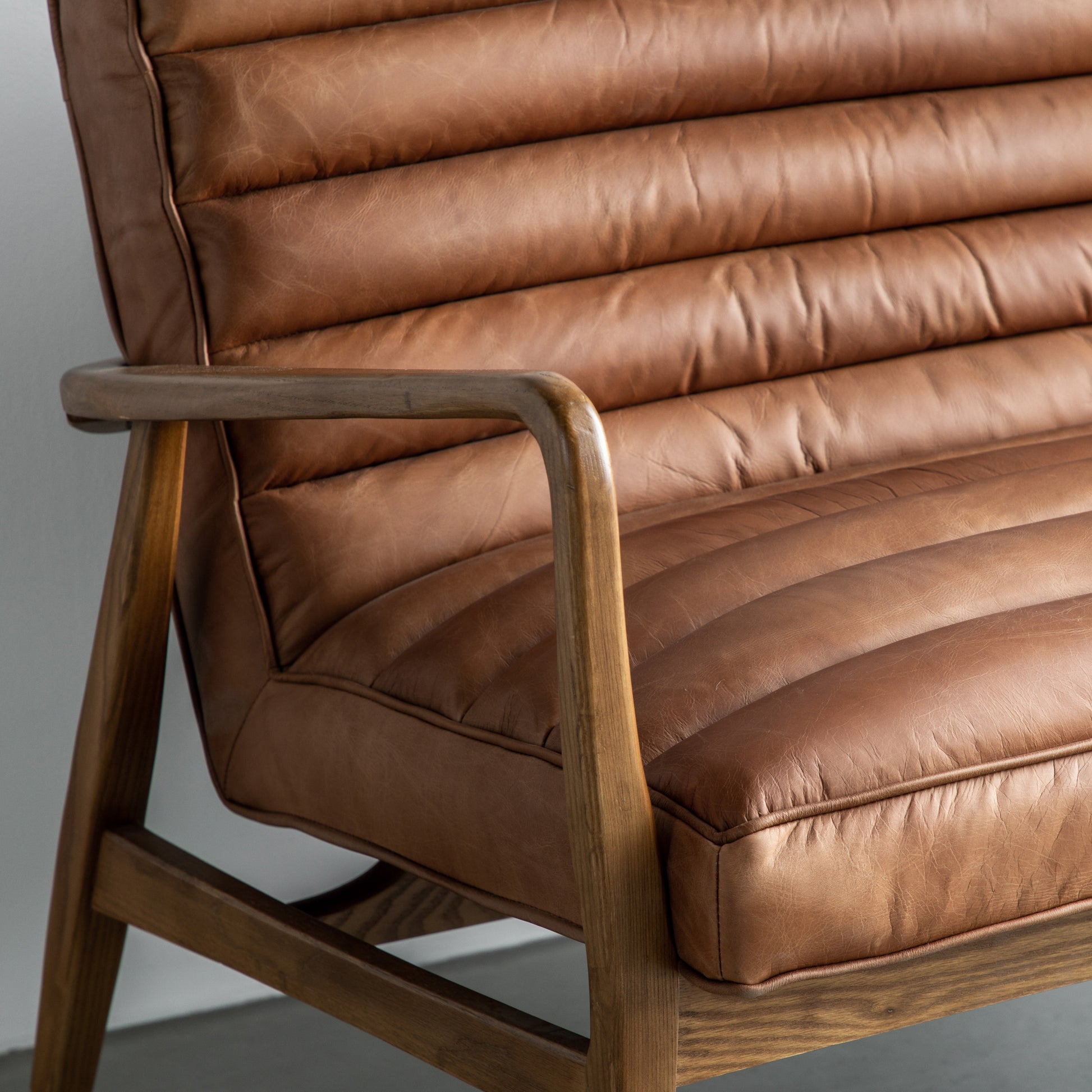 Datsun 2 Seater Sofa Vintage Brown Leather