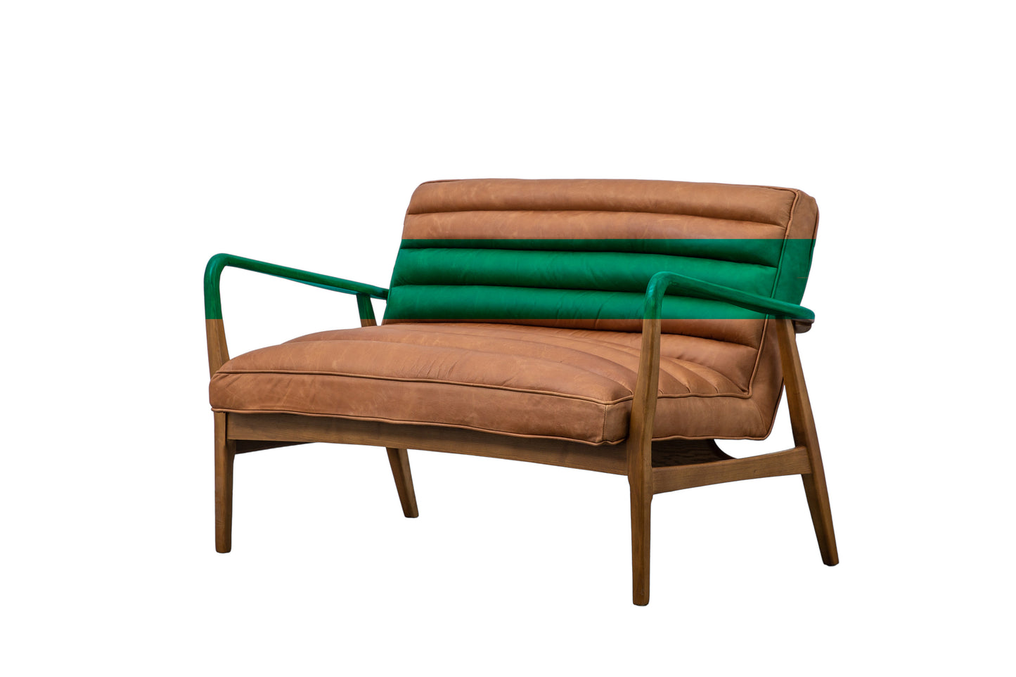 Datsun 2 Seater Sofa Vintage Brown Leather