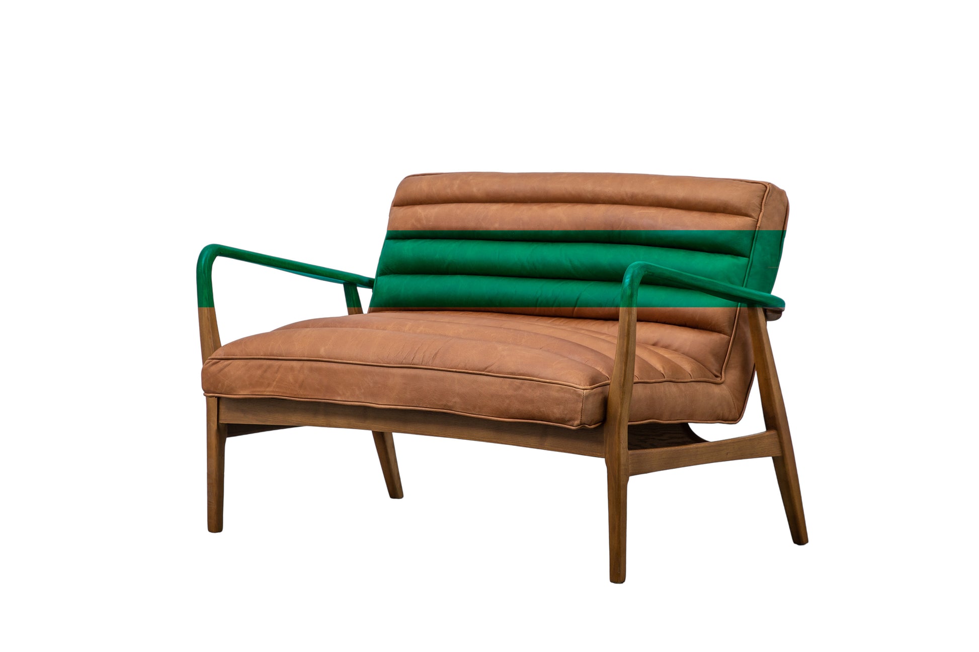 Datsun 2 Seater Sofa Vintage Brown Leather