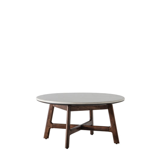 Barcelona Round Coffee Table Dark Wood / Marble